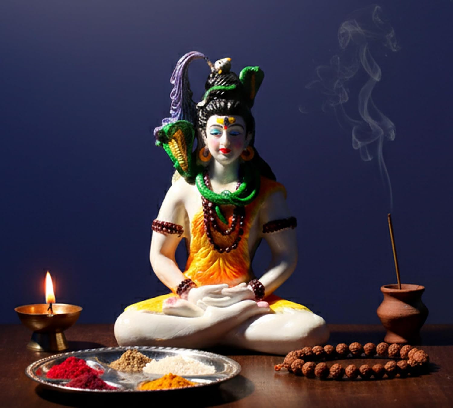 Esplanade Resin Shiva Shiv Adiyogi Natraj Idol Murti Figurine for Pooja at Home and mandir - 9 Inches - Multi