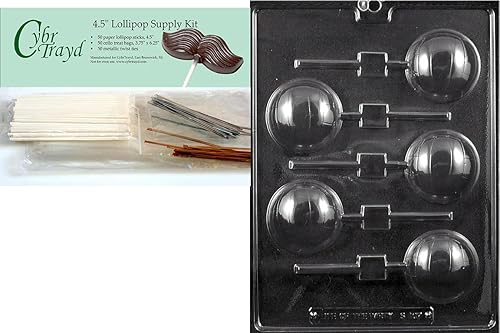 cybrtrayd 45stk50-s107Voleibol Lolly Deportes Chocolate Candy Mold, incluye 50Palitos, 50bolsas de 25, 25Oro y Color Plateado Twist Ties