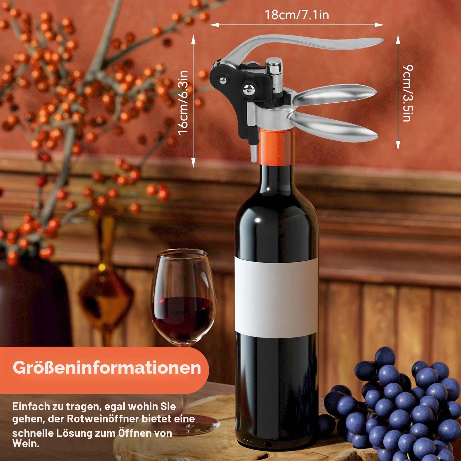Professioneller Korkenzieher aus Zinklegierung, Hebelkorkenzieher, Flaschenöffner im Kaninchen-Stil, aus Metall, zum Entfernen von Wein, für