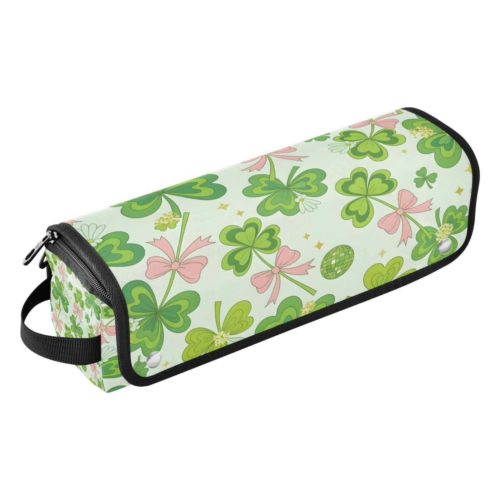St Patrick S Day Pattern Hair Tools Travel Bag Portable Hair Accessory Organizer with Heat Resistant Mat 2