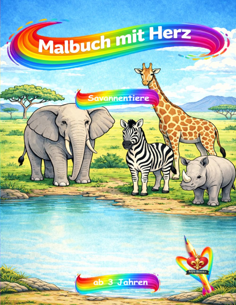 Malbuch mit Herz - Savannentiere: ab 3 Jahre