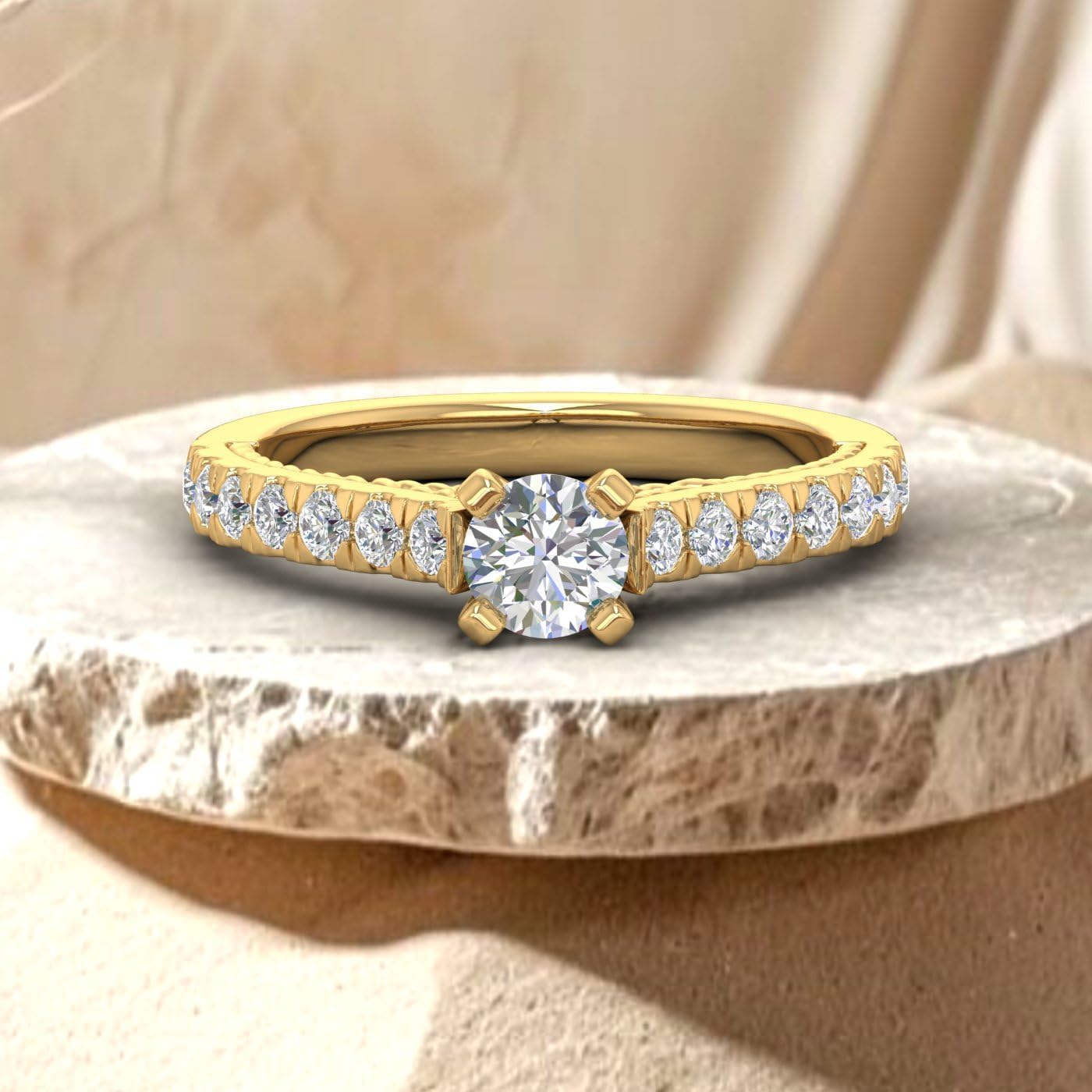 FINEROCK 1 Carat Diamond Engagement Ring in 14K Solid Gold (I1-I2 Clarity)