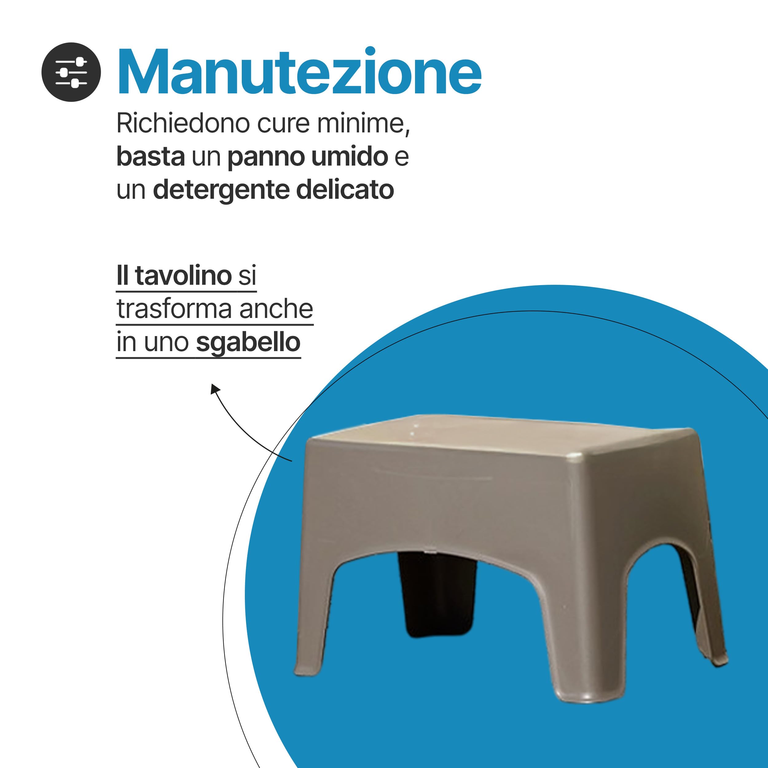 Tomaino - Salotto Da Giardino Ibiza- Set Da Giardino Esterno 2 Poltrone Impilabili Con Braccioli e Tavolino In Plastica - Salottino da Esterno Tortora