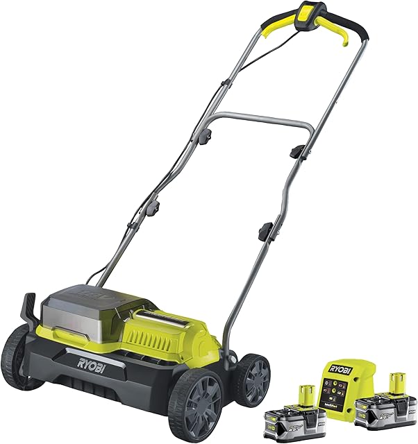 Ryobi Ryobi RY18SFX35A-240 18V One+ Akku-Vertikutierer Rasenlüfter (35 cm Arbeitsbreite, Set inkl. 4 Ah Akku + Lader) — Vertikutierer