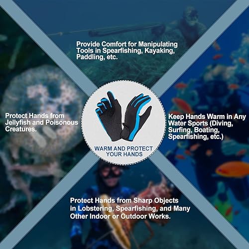 Miniatura 4 de XUKER Guante de neopreno, guantes de neopreno de 0.069 pulgadas y 0.079 pulgadas para buceo, esnórquel, remo, surf, kayak, canoa, pesca submarina,