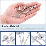 Glarks 135Pcs 3/16" x 3/8'' / 1/2'' / 5/8'' / 3/4'' / 1'' Large Flange Blind Rivets 5 Szie Aluminum Pop Rivets Assortment Set