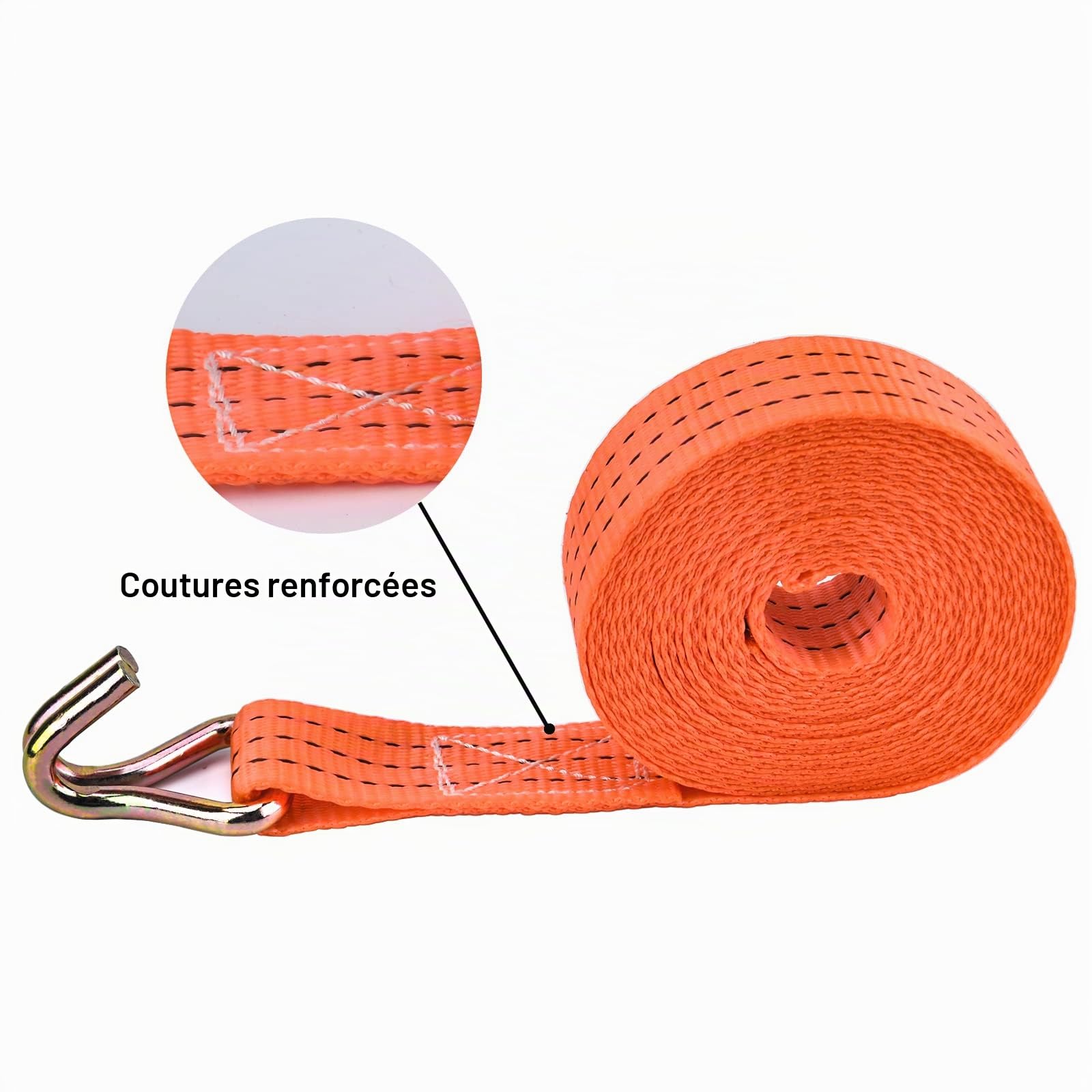 Sangle a Cliquet - 2 x 2000 kg 6m Sangle Arrimage Sangles D'arrimage avec Crochet Sangles de Serrage pour la Fixation ou la Sécurisation de la Charge de la Voiture ou du Transporter