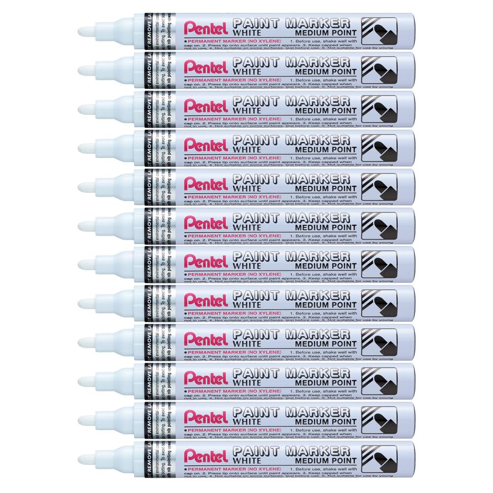 Pentel Permanent Paint Marker Bullet Tip Medium 3.0mm Line White Ref