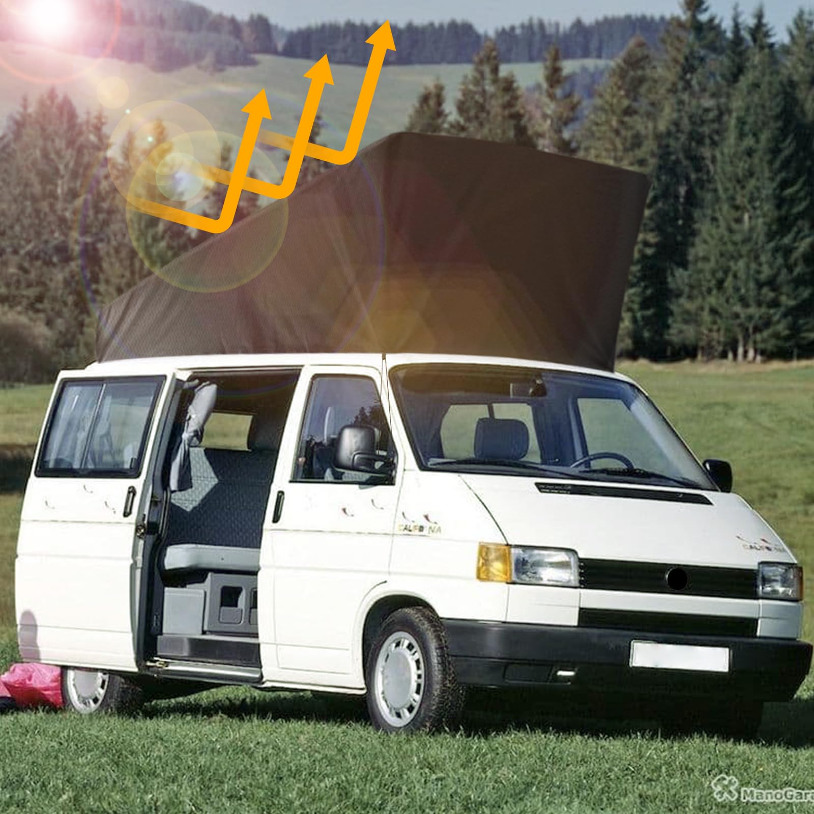 Pop-Top Dachschutz Ersatz für VW T4, Wetterschutz Camper Dachzelt Schwarz