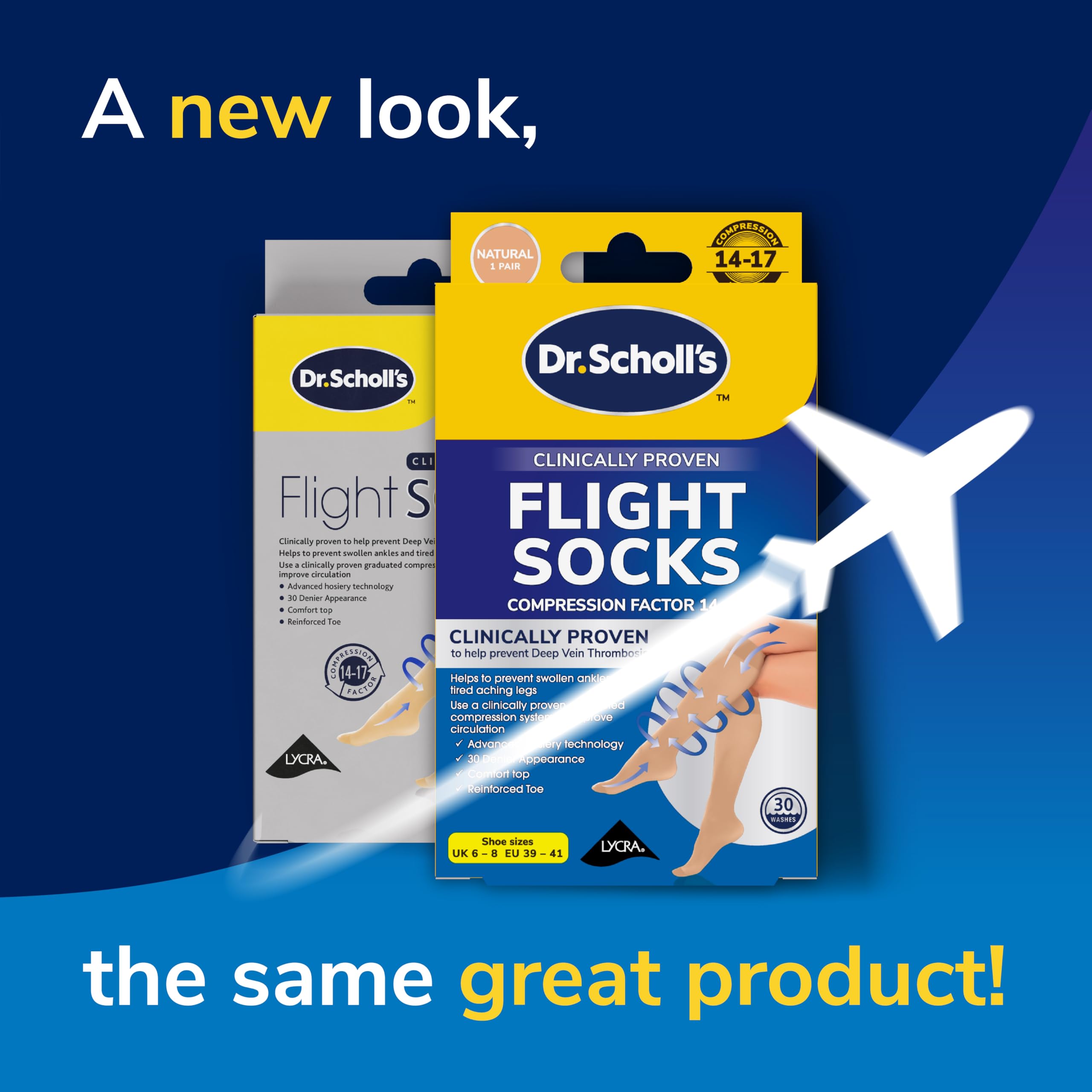 Dr. Scholl's Flight Socks - Clinically Proven Compression Socks for Flight Travel - Help Prevent Swollen Ankles and Deep Vein Thrombosis (DVT) - Sheer - Size 6-8, 1 Pair