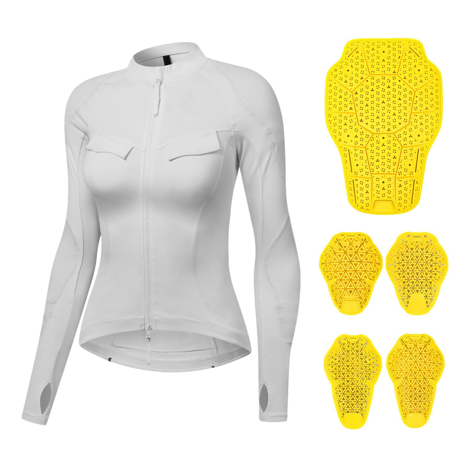 Giacca Moto Donna Estiva con Protezioni CE, Camicia Protettiva Mesh Traspirante Leggera per Motociclista, Giubbotto Moto con Armatura Rimovibile Regalo Compleanno Ragazza Sportiva