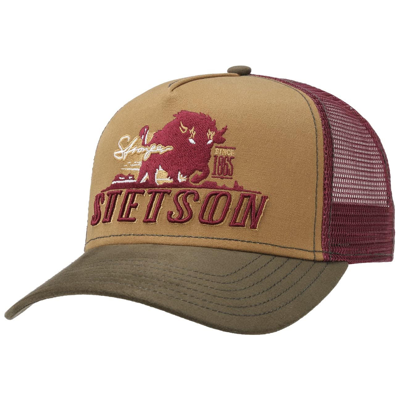 Stetson Stronger Bison Trucker Cap Men - Baseball mesh Snapback, with Peak, Lining Winter Autumn Summer Spring Summer-Winter