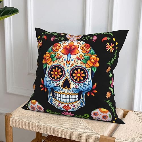 Miniatura 5 de 4 fundas de almohada decorativas del Día de los Muertos, fundas de almohada de calavera de azúcar mexicana, fundas de cojín cuadradas para fiesta