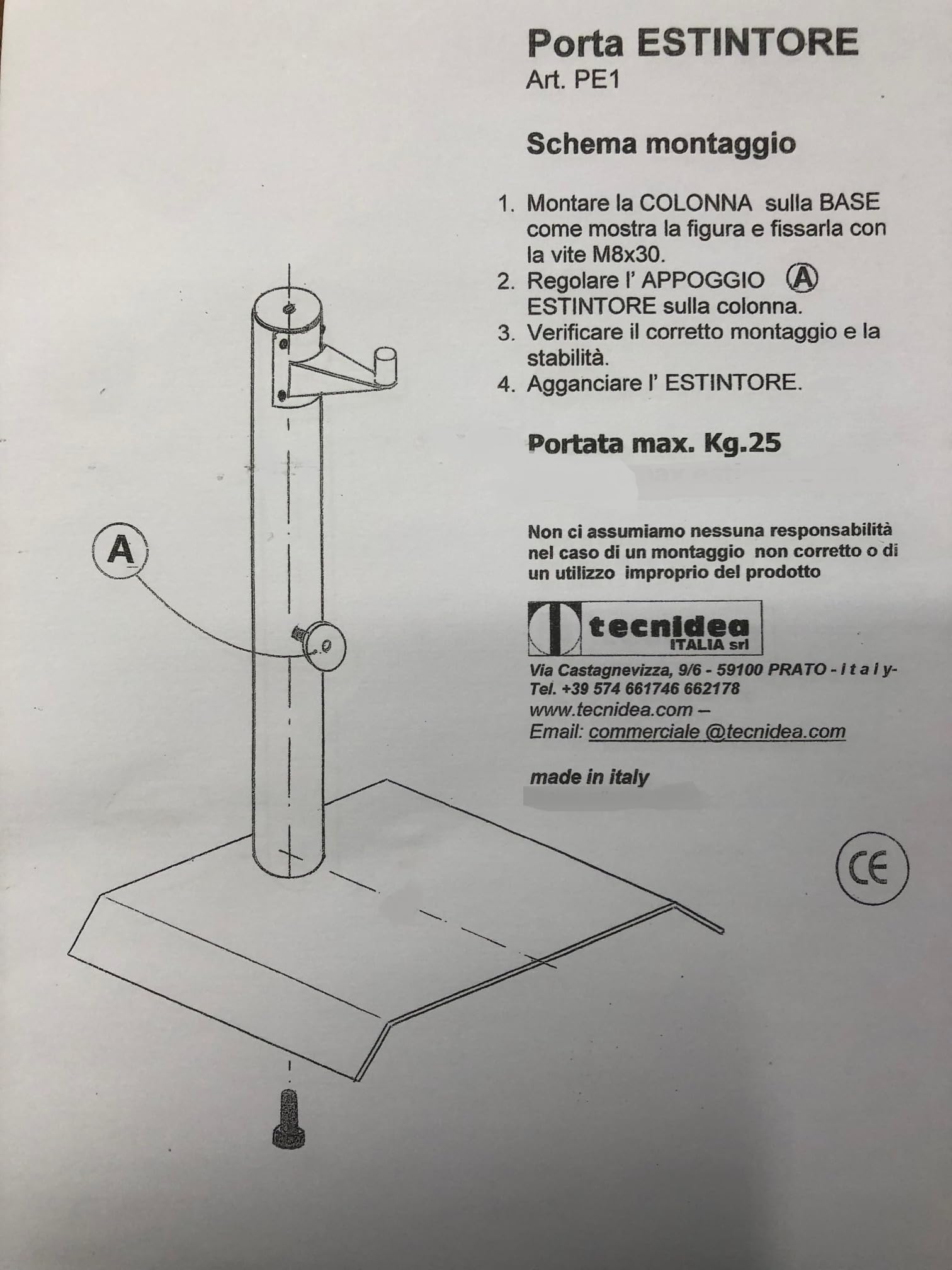 Soporte universal para extintor con conector estándar y letrero "extintor" incluido. Tecnidea PE1