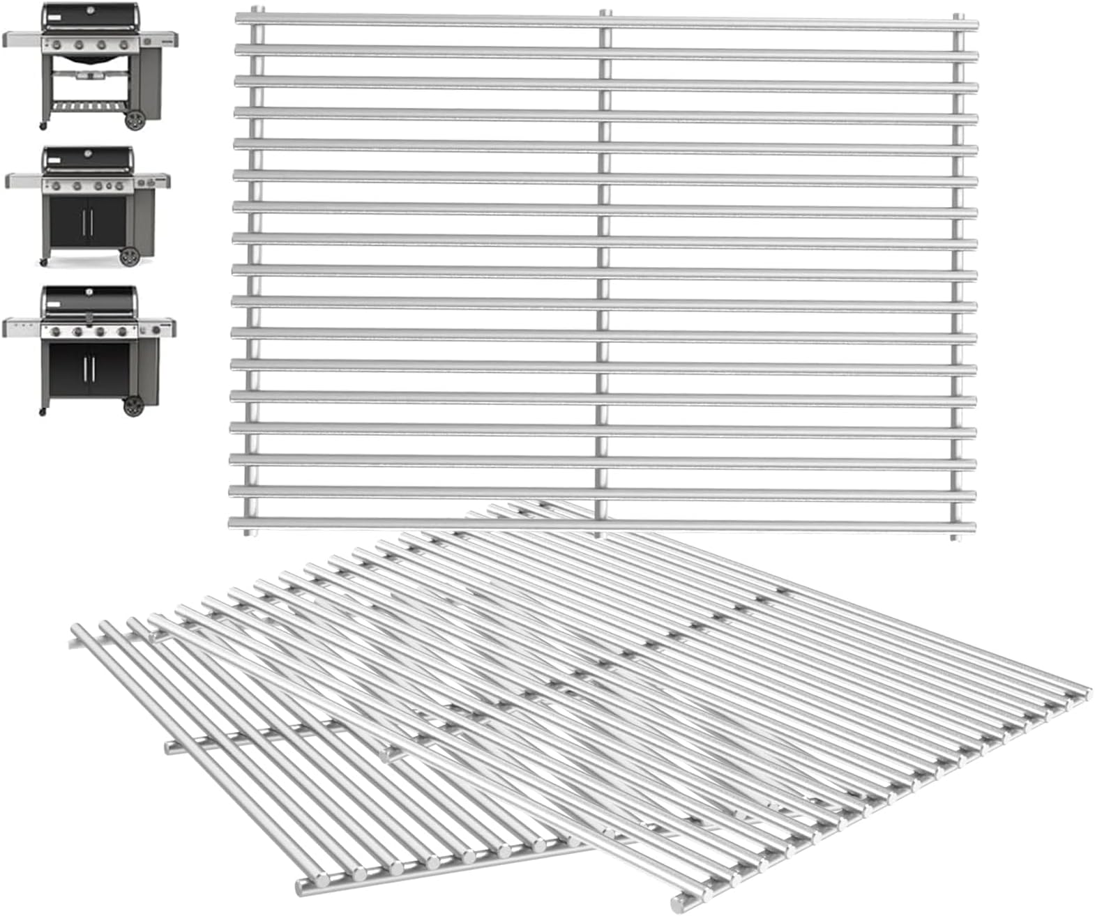 66089 Genesis II GS4 Grill Grates for Weber 4 Burner Genesis 2 GS4 Grill Parts Replacement Weber Genesis II/II LX 400 SER GBS II E410 E435 S435 Accessories 66097 Genesis 400 (2022 YRS) Stainless Steel