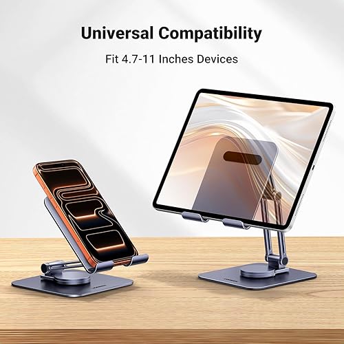 Miniatura 8 de UGREEN Soporte para tablet para escritorio giratorio con base giratoria de 360, soporte portátil de aluminio, ajustable, accesorios de oficina en