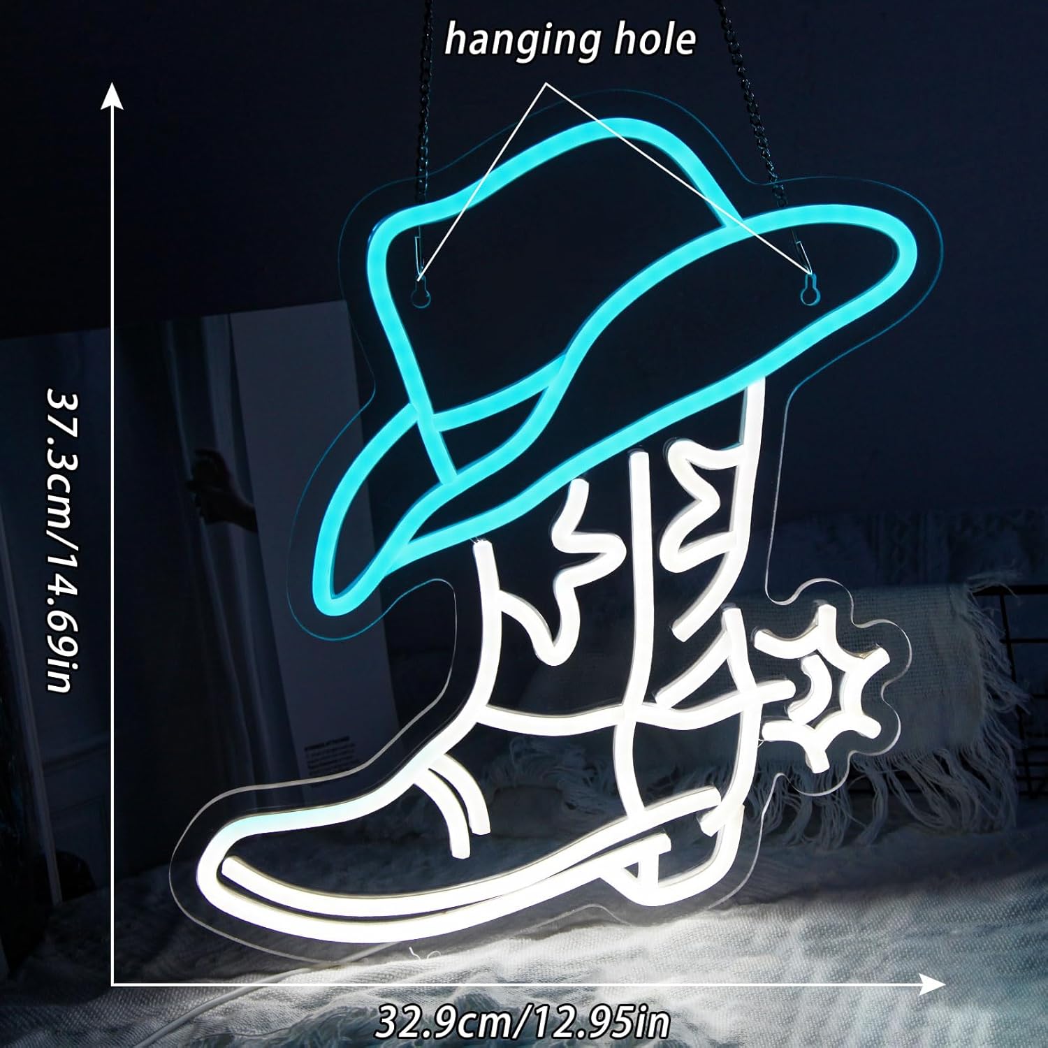 Cowboy Boot Neon Sign Cowgirl Boots for Wall Decor Aesthetic Western Neon Light for Bedroom Kids Living Room Office Man Cave Gift Birthday