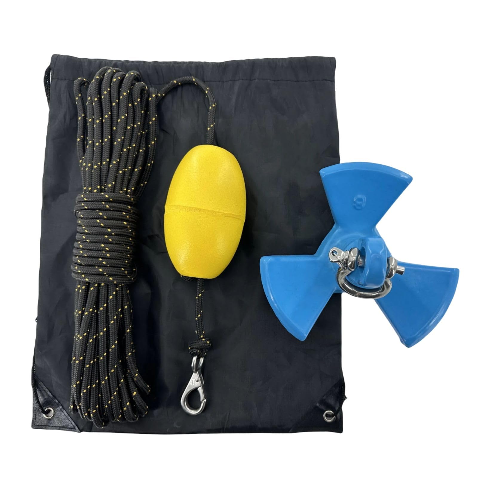 XIALUO Kit de anclaje de río marino de 8 libras, accesorios de anclaje para kayak con revestimiento de polietileno azul con cuerda de 30 pies para kayaks de pesca, canoa, moto acuática, tabla de remo