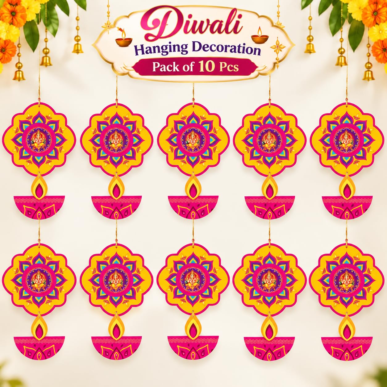 Diwali Ganesh Decorations - Happy Diwali Paper Diyas -4