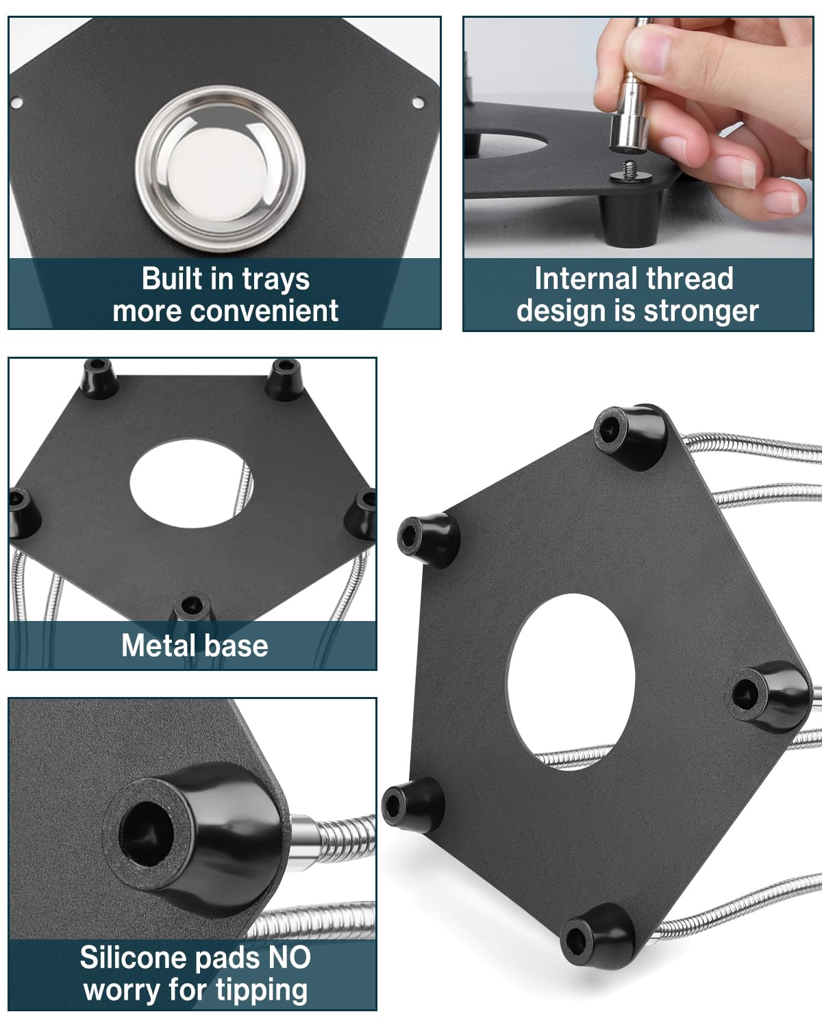 Lytool Soporte para Soldar con 3X Lupa, Tercera Mano Soldadura con 4 Piezas Pinzas de Cocodrilo Soldadura Herramienta para Soldar y Hacer Joyas