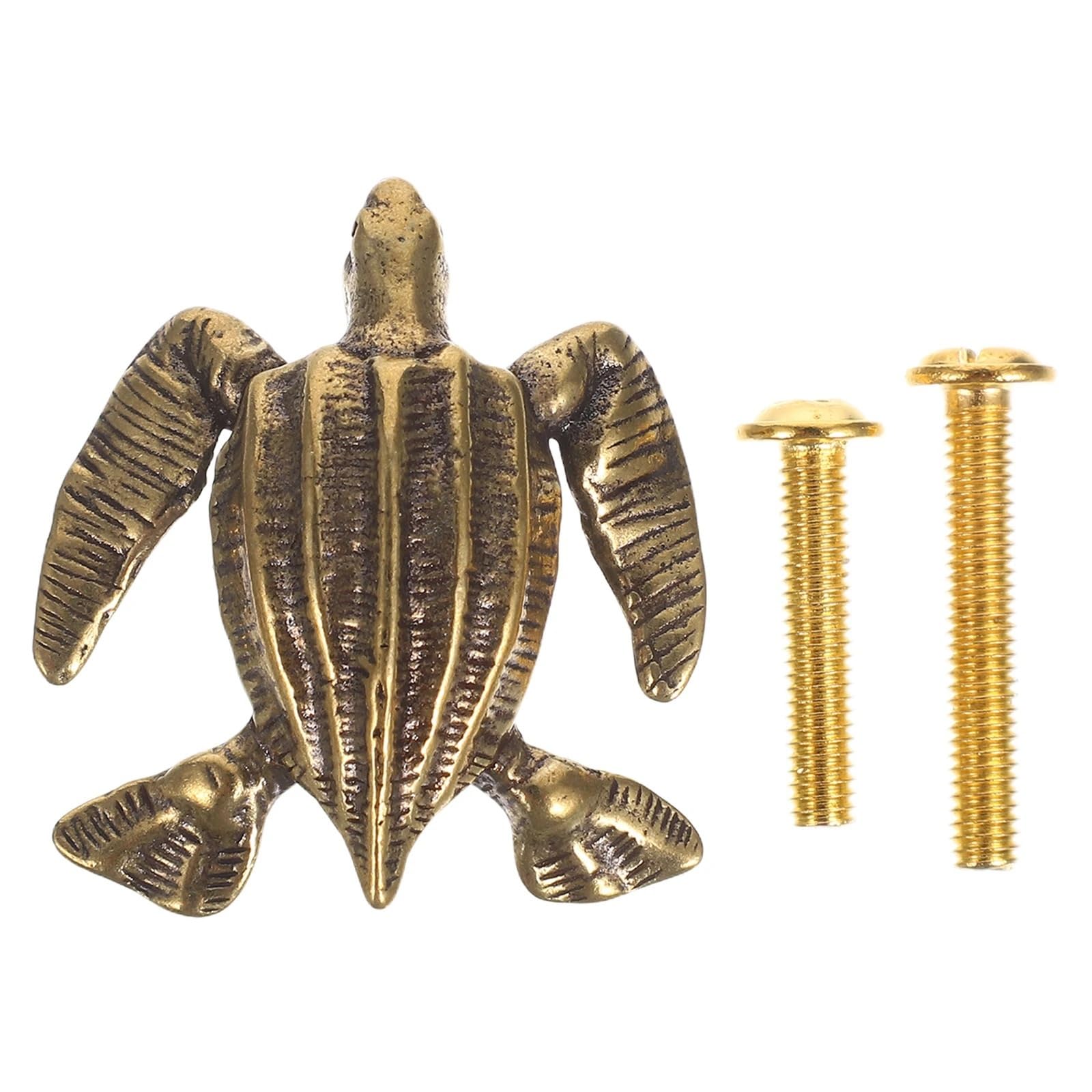 PADGCNOR Single Hole Handles Brass Cabinet Handles Hardware Vintage Turtle Shaped Furniture Handle for Dressers Wardrobes Cupboards & Kitchen Cabinets(Brown)