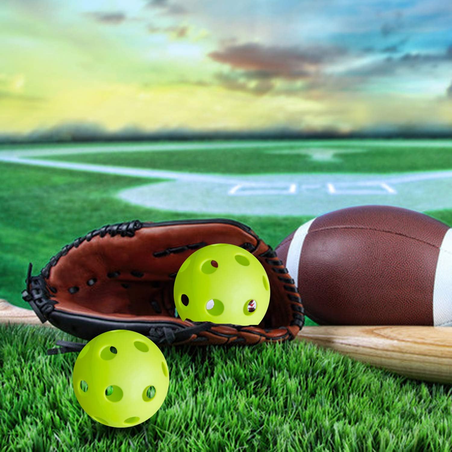 Anteer 12 Pack Plastic Baseball Practice Baseballs for Hitting, Indoor Outdoor Lightweight Balls Baseball Batting Training(Green) : Sports & Outdoors