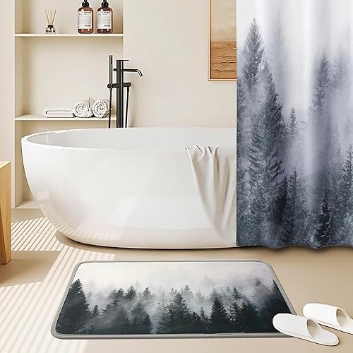 Miniatura 7 de ORTIGIA Misty Forest - Tapete de baño de secado rápido, súper absorbente, tapete de baño de diatomita, tapete de suelo de barro de diatomita, tapete
