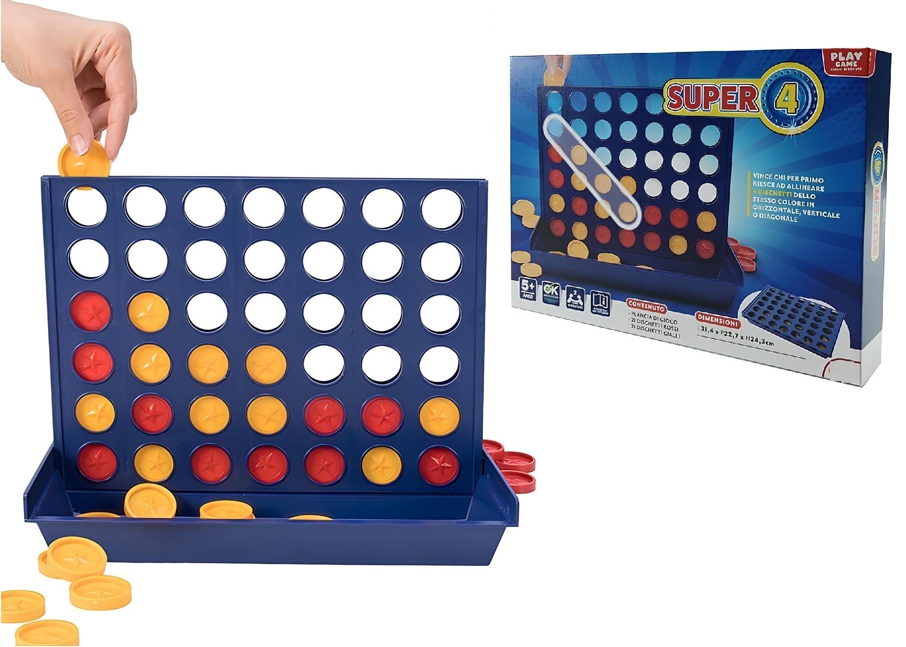 Forza 4 Box Game Large Version Make Four Line Quattro Connect Board Game Force Four Super 4 Game Society Strategy Classic Games for Families Suitable for Children and Adults