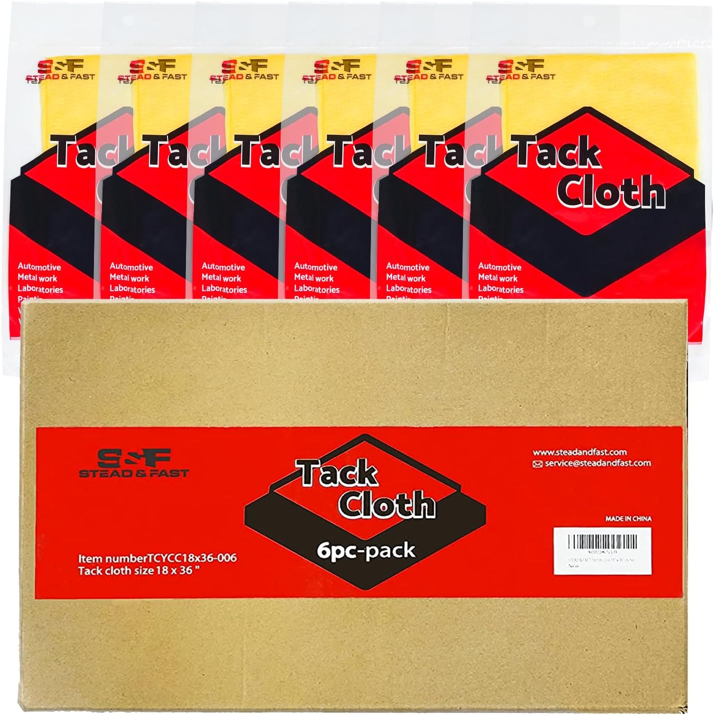 S&F STEAD & FAST Painters Tack Cloth for Woodworking, Painting, Sticky, Anti-Static Tack Rags for Automotive, Sanding, Cleaning, Dusting, Staining, Wax and Silicone Free, 18 x 36 Inches Dust Cloths
