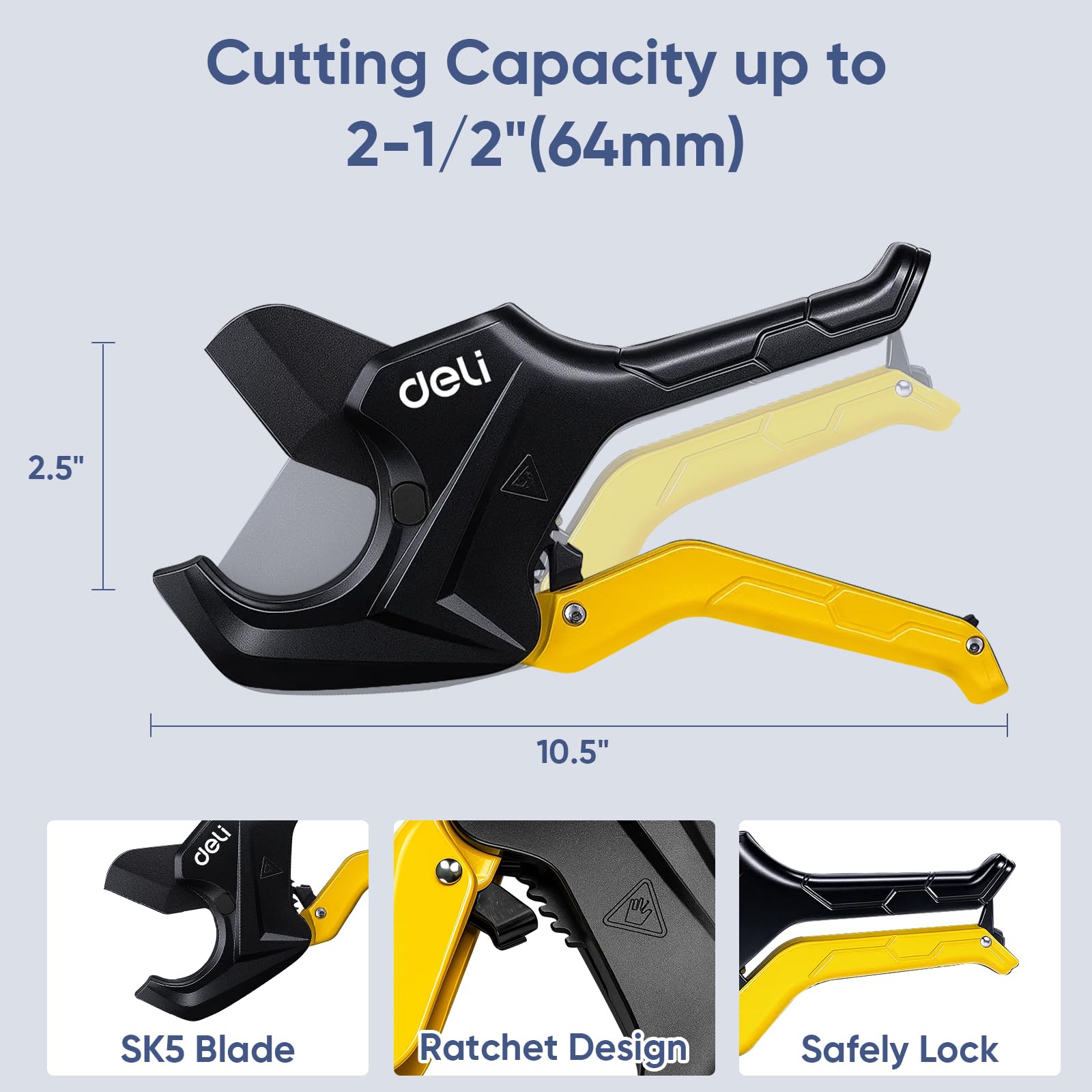 DELI PVC Pipe Cutter - Heavy Duty & Ratchet -2 DELI PVC Pipe Cutter - Heavy Duty & Ratchet -2