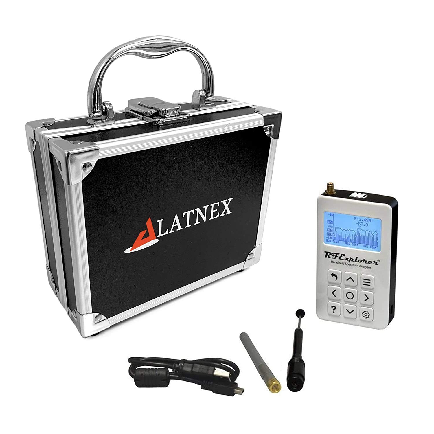 LATNEX RF Explorer Digital Handheld Spectrum Analyzer WSUB1G Plus - Slim with Aluminum Carrying Case
