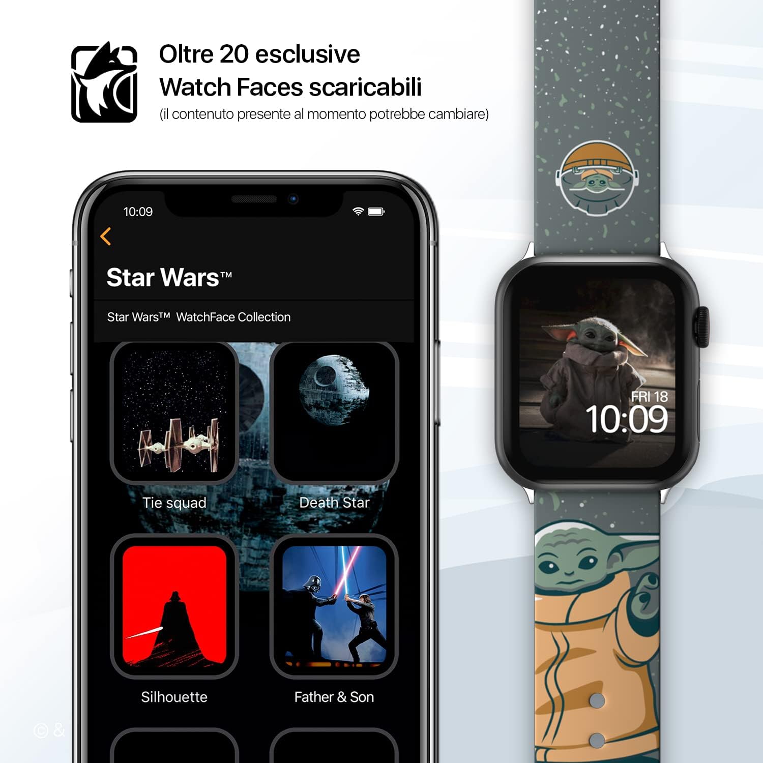 The Mandalorian – The Child Snow Edition – Cinturino in silicone con licenza ufficiale compatibile con Apple Watch The Mandalorian – The Child Snow Edition – Cinturino in silicone con licenza ufficiale compatibile con Apple Watch