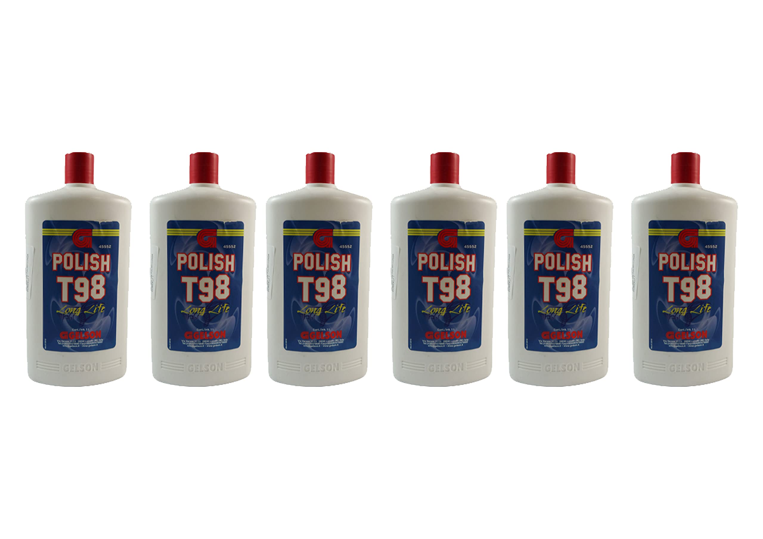 GELSON T98 - Esmalte de larga duración, Abrillantador Coche, Pulir Coche, 1 l, kit de 6 frascos