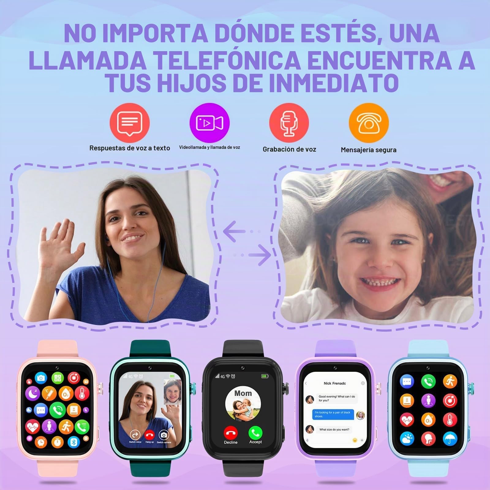 OKYUK - Reloj inteligente 4G para niños, rastreador GPS, múltiples estilos de computadora para elegir, llamadas bidireccionales, competencia de imagen, SOS, Wi-Fi, visualización táctil impermeable