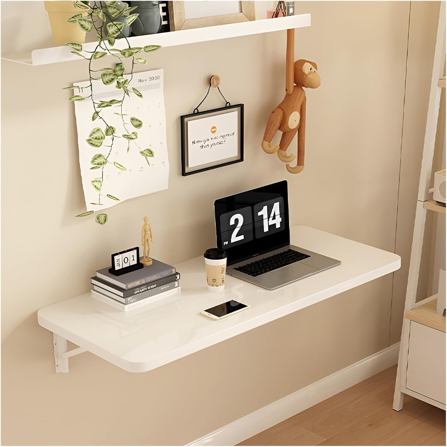Wall-Mounted Folding Desk, Space-Saving Compact Laptop Table for Small Spaces, Versatile Wall Desk Workstation or Dining
