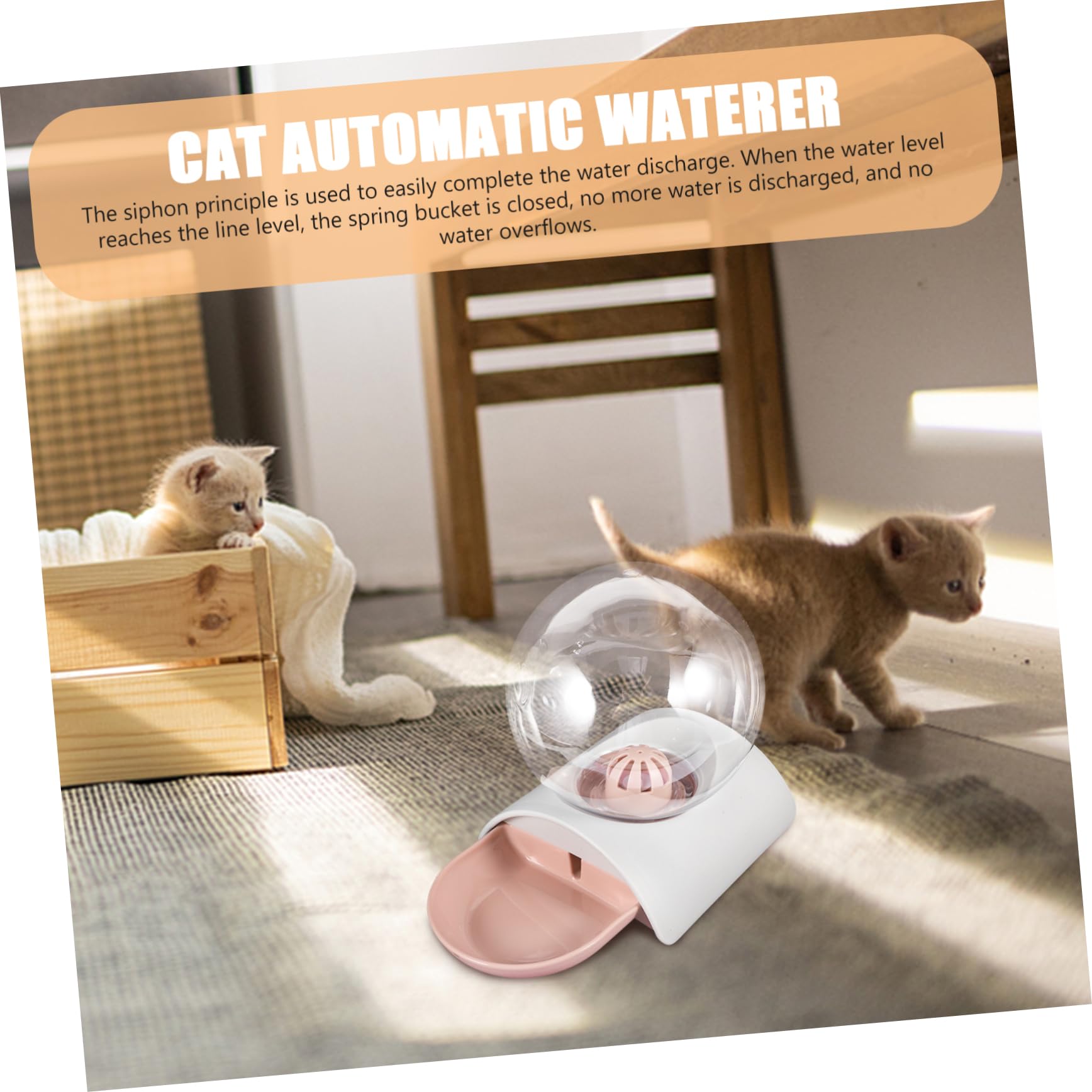 Bebedero Automático para Gatos y Perros de 2, 8 L Rosa | Diseño Transparente Burbujas, Abs y Acrílico, Uso en Casa o Tienda, Fácil de Limpiar