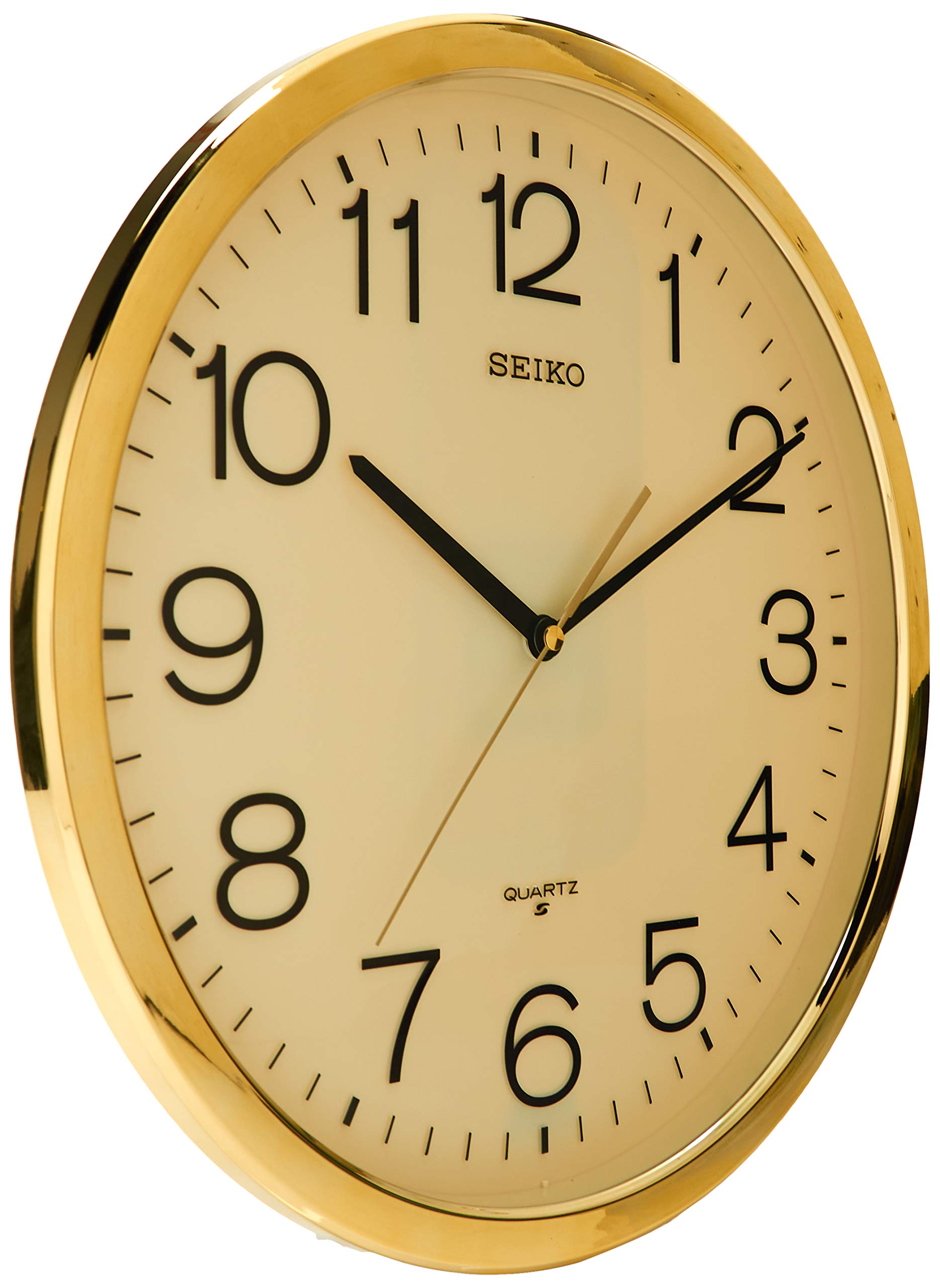 ساعة حائط Seiko ذهبية أنيقة للمكتب والمنزل