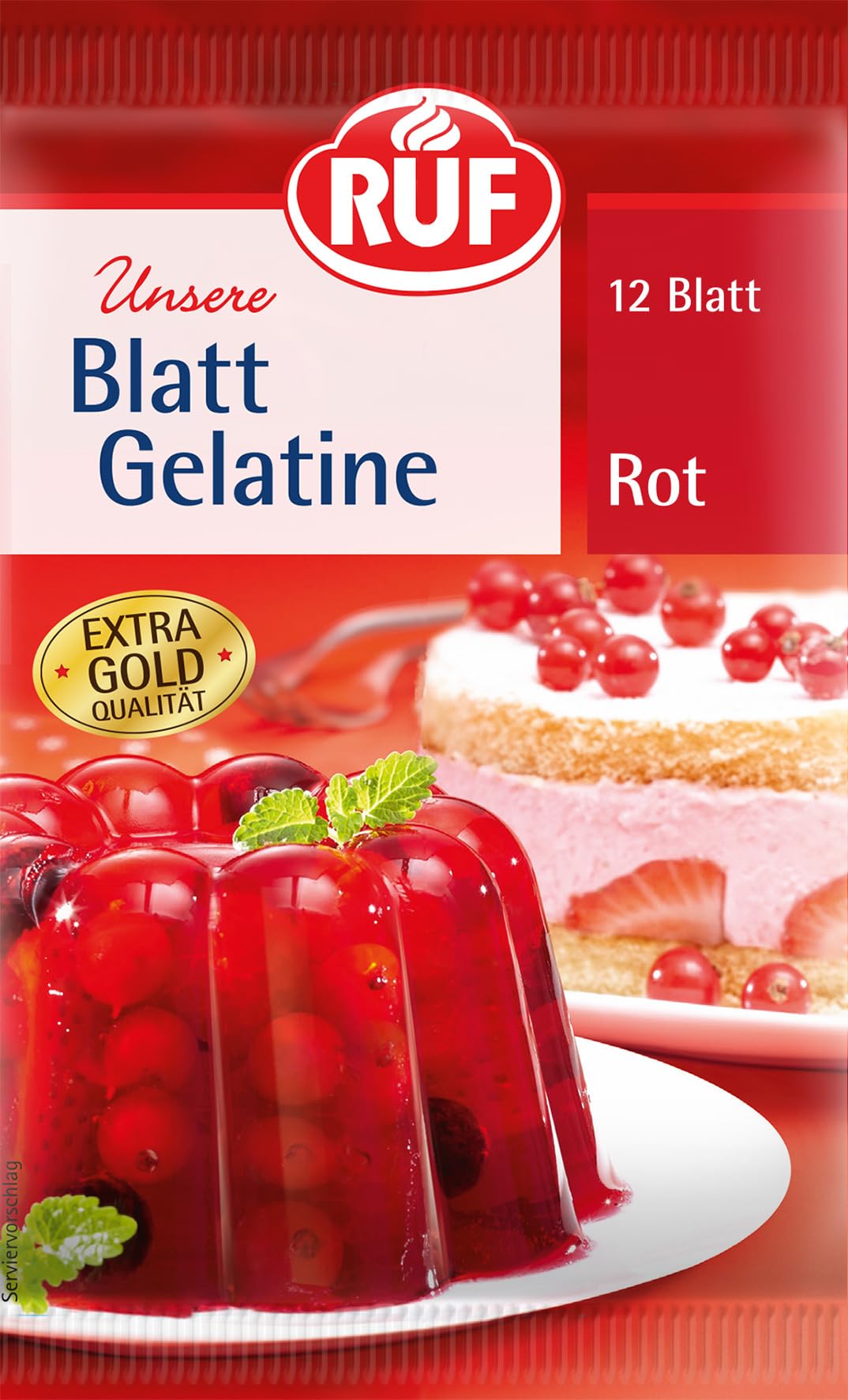 Ruf Rot Blatt Gelatine Speisegelatine Zum Gelieren, Verdicken, Stabilisieren, Emulgieren, Glutenfrei, 1X12 Blatt