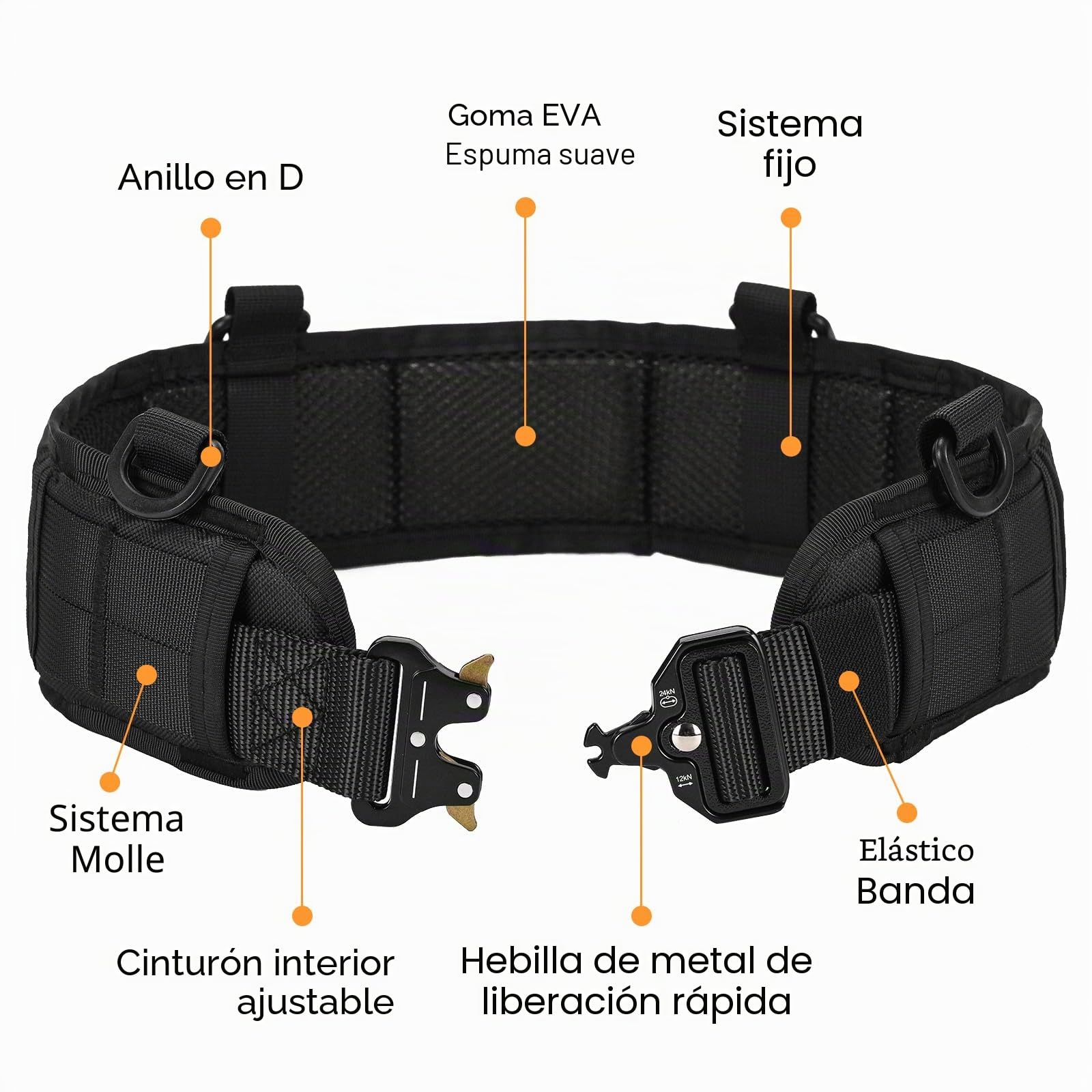 Cinturón táctico Mille Cinturón Resistente de Trabajo Pesado Ajustable con Correa Libre para Actividades al Aire Libre