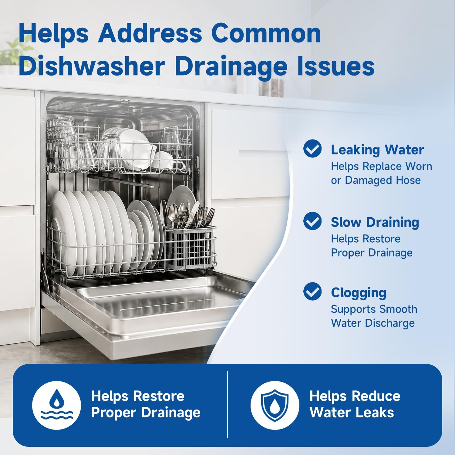 7.6 Ft Dishwasher Drain Loop Extension Hose Replace#: 00744881,Compatible with 300/500/800 Series DWHD440MFP SHE53T55UC,Fit 7/8" Dishwasher Outlet and ID 5/8" Garbage Disposal/Sink End
