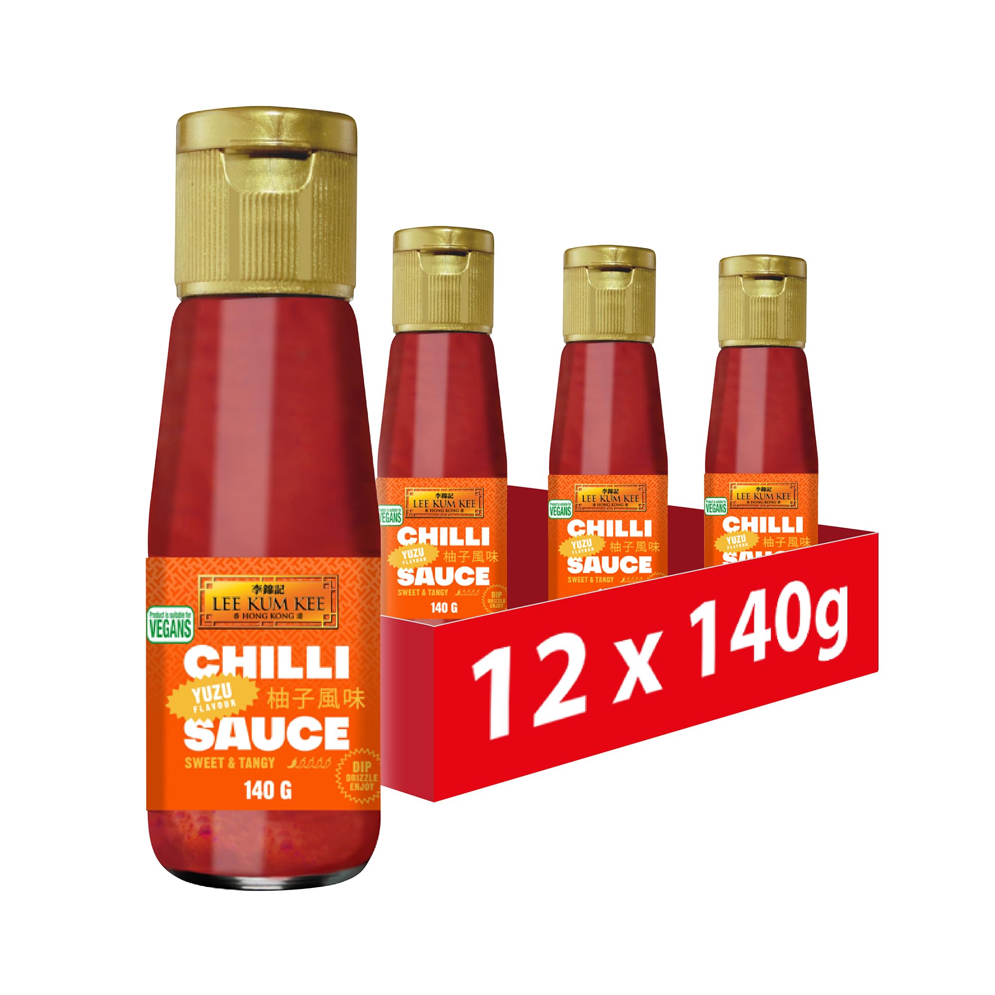 Lee Kum Kee Yuzu Flavoured Chilli Sauce, Vegan, 140 g (Pack of 12)