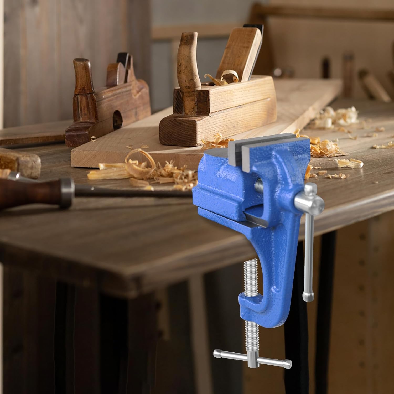 Mini Table Clamp, 2" blue, Small Bench Vise, Upgraded cast steel manufacturing Jewelers Hobby Clamps Craft Repair Tool Portable Work Bench Vise (Mini)