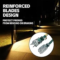 Vista 5 de Cable de extensión para exteriores iluminado de Navidad de 40 pies 163 Cable de extensión SJTW verde calibre 16 y 3 clavijas con enchufe a tierra