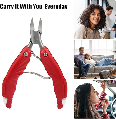 Miniatura 2 de VOCOSTE 1 cortaúñas para uñas gruesas, kit de cortaúñas de acero inoxidable, cortaúñas afiladas para hombres, mujeres, adultos, rojo