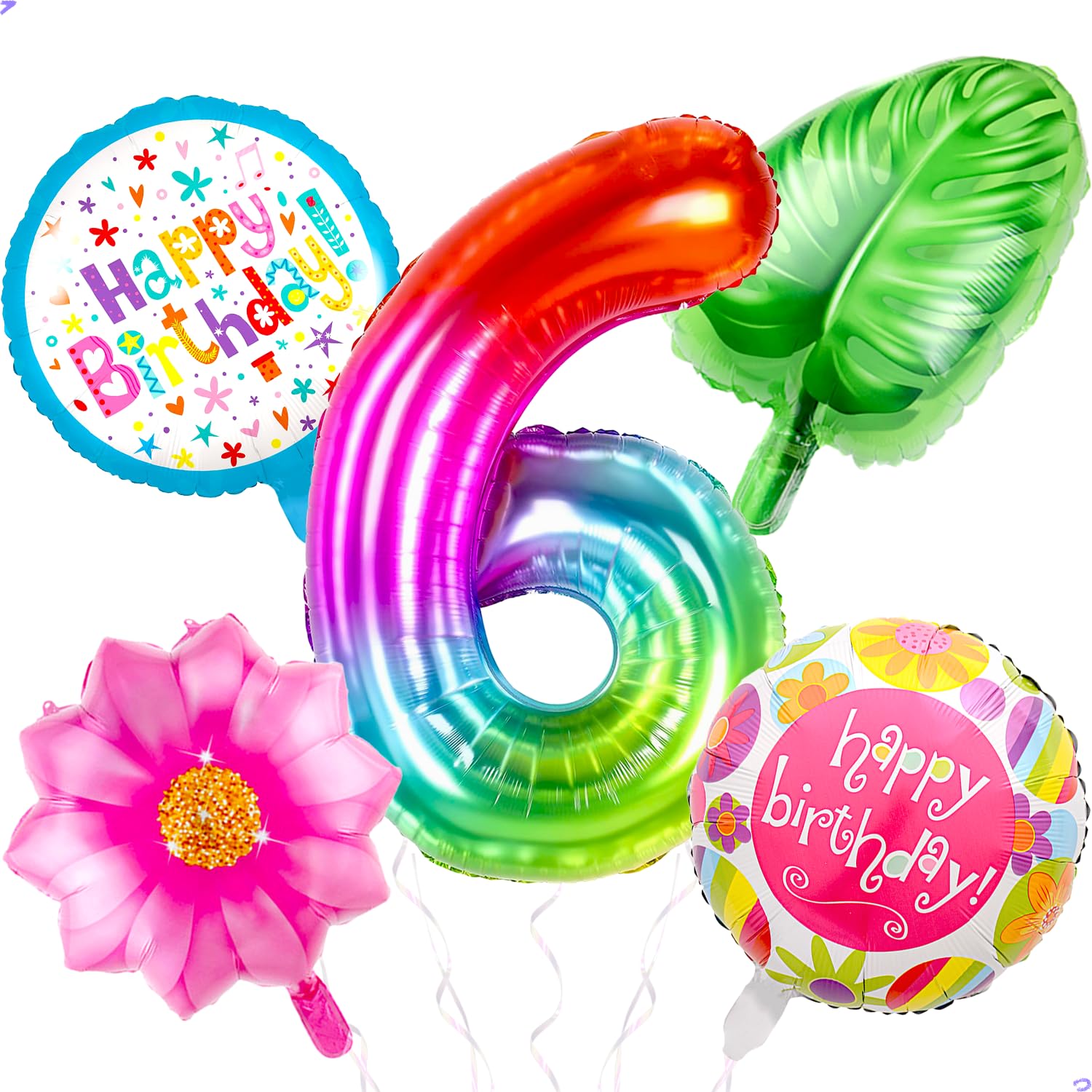 Tropical Birthday Party Decorations Balloons for Girls 6th Tropical Party Decorations, Supplies, Favors, 40 inch Giant Number 6 Foil Mylar Balloon