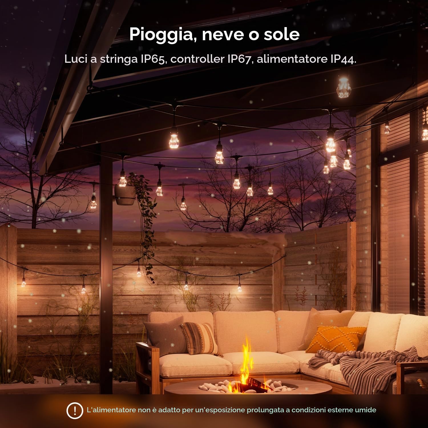 Nanoleaf Matter Essentials, Catena Luminosa Esterno Expansion Pack 15M LED RGBICW - Luci Led 16M Colori, IP65 Impermeabile, 20 Lampadine LED, WiFi Bluetooth Matter, Adatto per Giardino Balcone Gazebo