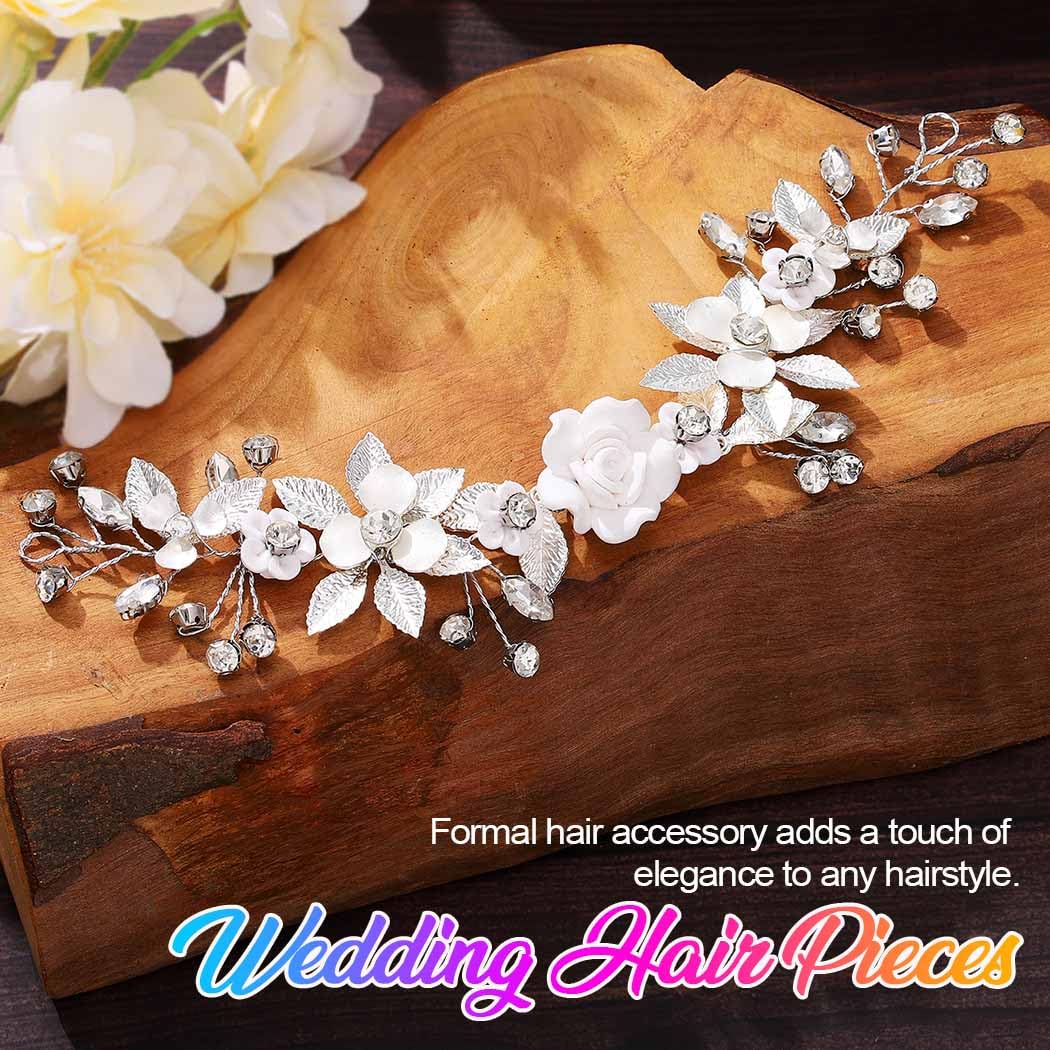 Amazon.com : Unicra Flower Silver Bride Wedding Hair Vine  display picture 1