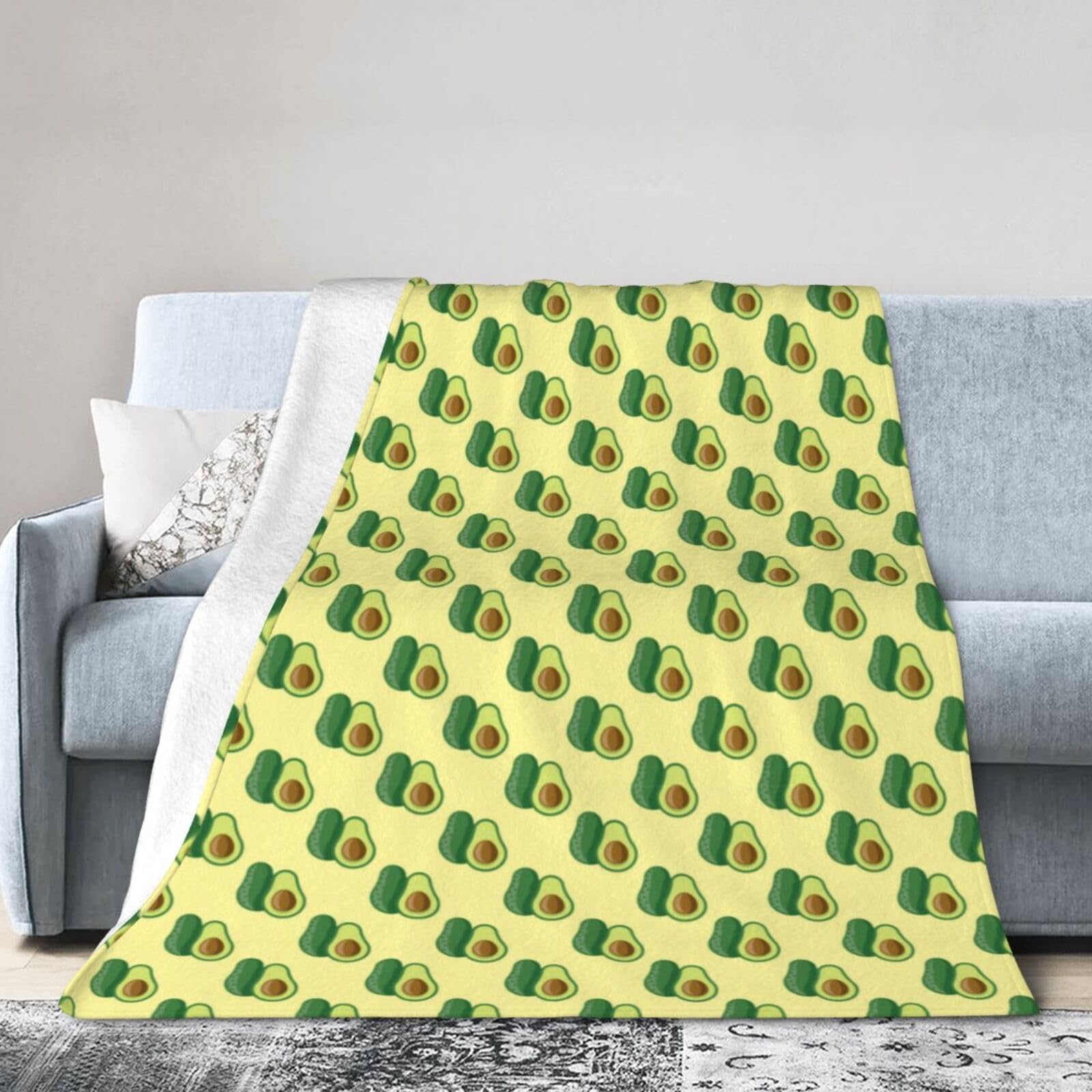 Noble Ren Fresh Cartoon Avocado Ultra-Soft Micro Fleece Blanket Winter Warm Soft Lannel Fleece Throw Blanket For Couch Sofa Bed 80"X60"