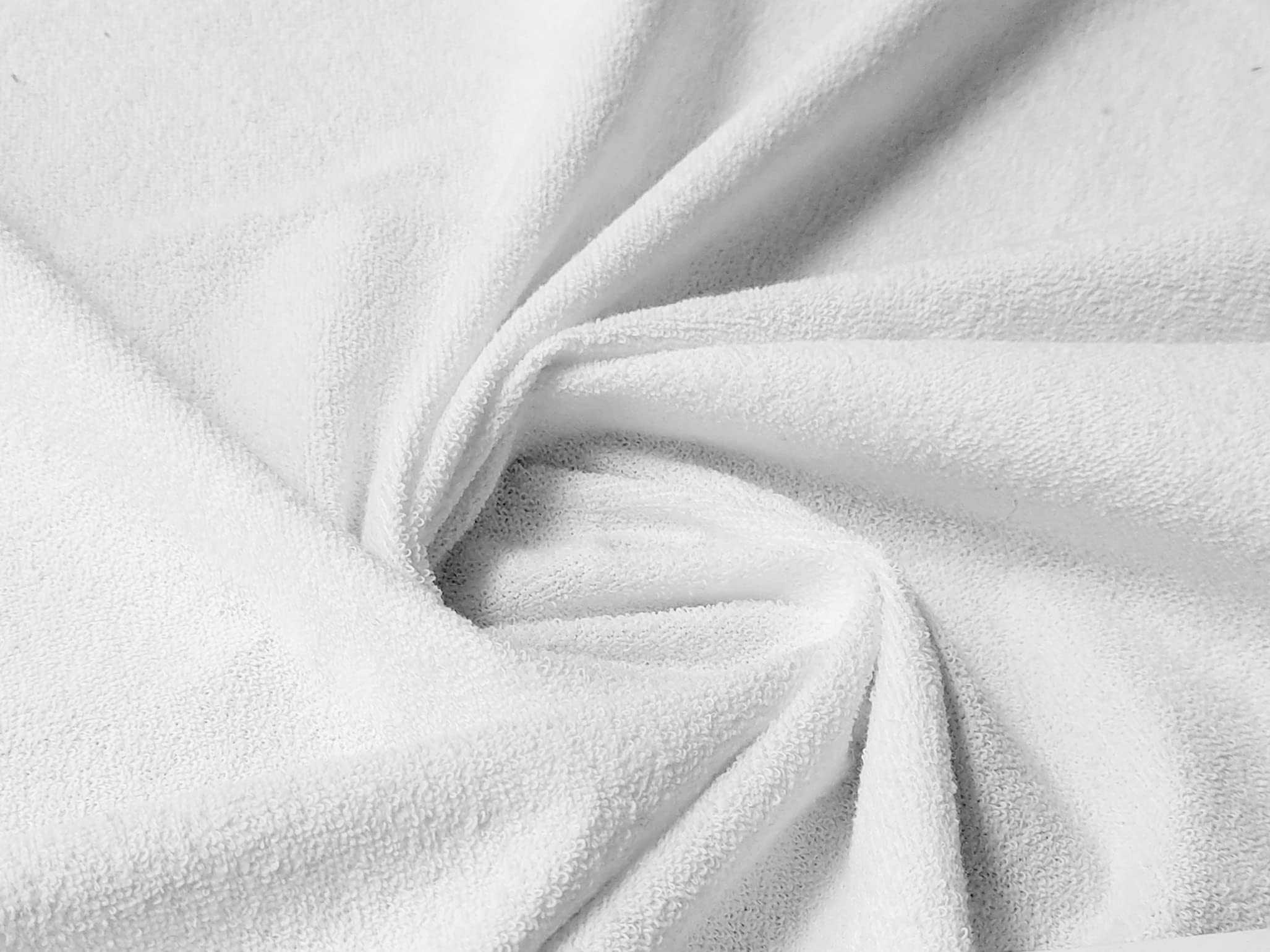 Laminated Terry Towelling Waterproof Fabric Material White, 1Mtr - 145cm x 100cm