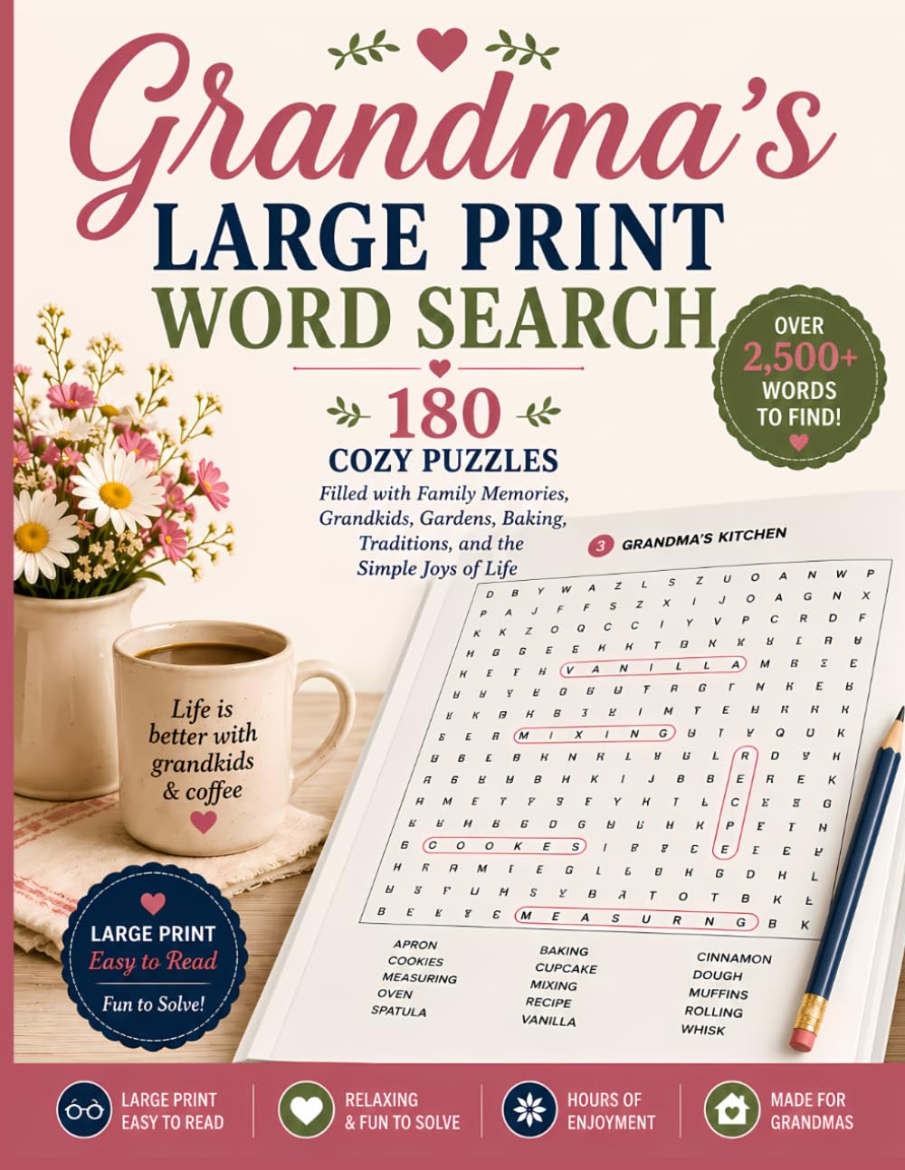 Large Print Grandma's Word Search Activity Book: Big Print Word Puzzles For Adults, Seniors, and Teens
